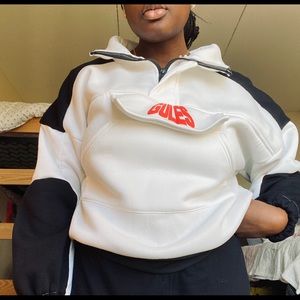 Black and white quarter zip